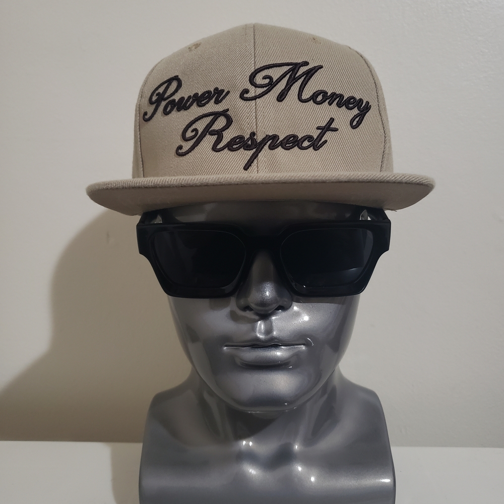 Power Money Respect Embroidered Tan Snapback Hat